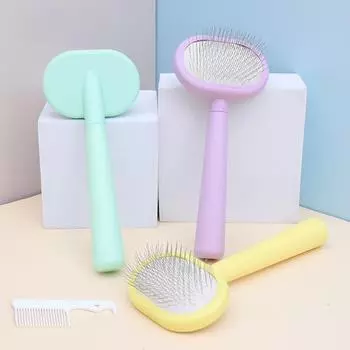 Расческа для удаления волос для домашних животных: Мини-щетка для вычесывания шерсти у кошек и расческа-булавка fluffy comb + small white comb светло-зеленый