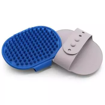 Расческа для ухода за кошками, щетка для купания собак, расческа для ухода за домашними животными, успокаивающая массажная расческа с резиновыми щетинками и регулируемой кольцевой ручкой серый