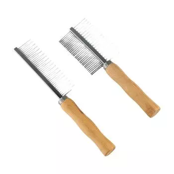 Расческа для ухода за собаками с бамбуковой ручкой, прочная игольчатая расческа для домашних животных, практичная щетка для ухода за собаками single side