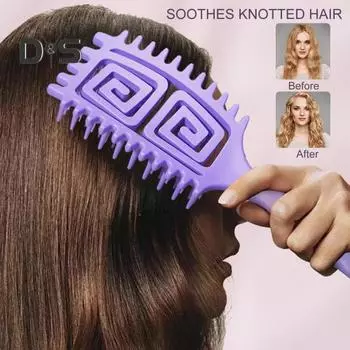 Расческа для укладки локонов с 3-мя вилками, мягкая щетина, массаж кожи головы, воздушная подушечка, расческа для укладки вьющихся волос, распутывание колтунов, женская парикмахерская зелёный