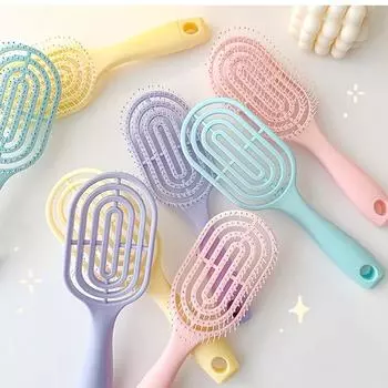 Расческа для укладки прямых волос Расческа с отверстием для волос Форма спины Массажная расческа с длинной ручкой Расческа для сухих и влажных волос Пушистая расческа розовый