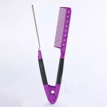 Расческа для укладки волос с V-образными краями из углеродного волокна, прочная щетка для волос для салона фиолетовый