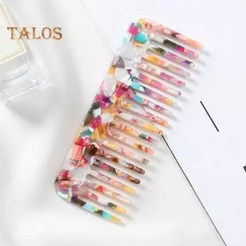 Расческа для волос из ацетата целлюлозы с широкими зубьями, антистатическая, для массажа кожи головы, карманная расческа, расческа для распутывания волос, для мужчин и женщин, для влажных, сухих, коротких и длинных вьющихся волос 5