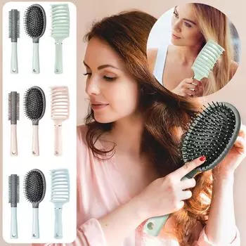 Расческа для волос Macaron, расческа для массажа кожи головы, расческа для женских волос, расческа для вьющихся волос, изогнутая расческа с девятью ребрами, для дома One Size синий