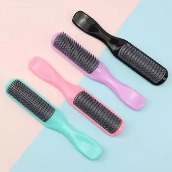 Расческа для волос с девятью рядами карамельного цвета для гладкой укладки — мягкие зубцы, пластиковые ребра, для ежедневного домашнего использования фиолетовый