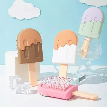 Расческа для волос с изменяющимся цветом, мини-массажная расческа с мороженым, симпатичная стильная расческа с воздушной подушкой для девочек, портативная расческа для волос синий