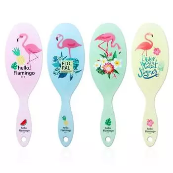 Расческа для волос с принтом фламинго, антистатическая массажная расческа для кожи головы, инструмент для салона красоты зелёный