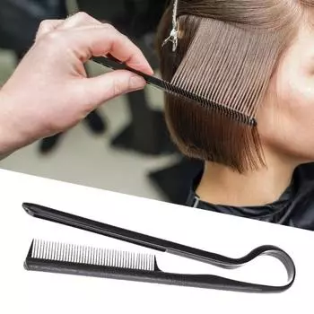 Расческа для волос V-образный зажим, многофункциональная удобная ручка, противоскользящая противоскользящая расческа для выпрямления волос, многоразовая расческа для салона, щипцы для укладки волос, инструменты для парикмахерской чёрный