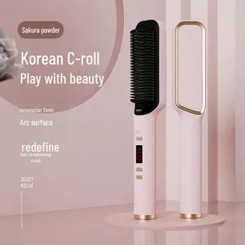 Расческа для выпрямления и завивки волос без повреждения с отрицательными ионами — инструмент двойного назначения для легкой укладки Adjustment Model шампанского