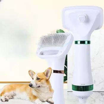 Расческа для выпрямления шерсти собак Расческа для выпрямления шерсти для уборки дома Электрическая расческа для кошек и собак с горячим воздухом для домашних животных зелёный