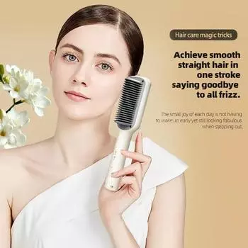 Расческа для выпрямления волос с ионизацией, щетка-выпрямитель для волос, щетка-утюжок для выпрямления волос для женщин, быстрый нагрев для дома, белый белый