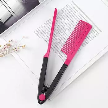 Расческа для выпрямления волос Салонная расческа для волос Расчески Парикмахерская укладка Выпрямитель для волос V-образный прямой Выпрямитель для волос розы красного