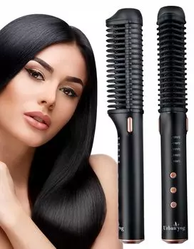 Расческа для выпрямления волос Urban yog | Электрическая расческа для выпрямления волос | С керамическим покрытием пластин, 5 температурных режимов | Гарантия 1 год, черный One Size чёрный