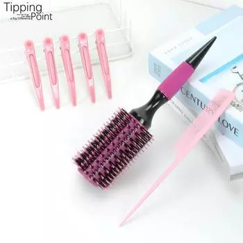 Расческа для завивки волос Xiang Zuo Puffy Wave Style, расческа-роллер для укладки прямых или вьющихся волос, розовый