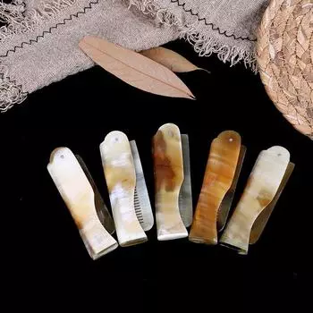 Расческа из рога яка складная карманная клипса для усов и бороды парикмахерские инструменты