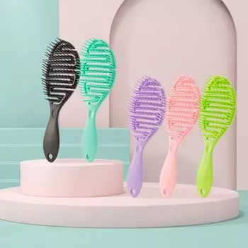 Расческа-лопатка для массажа кожи головы, для укладки волос, для влажной и сухой парикмахерской, прямая вьющаяся расческа для дома розовый