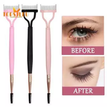 Расческа-разделитель ресниц, 3 шт. — четко очерченные ресницы, очаровательные брови, антикоррозийная укладка, набор двусторонних кистей для бровей 3pcs