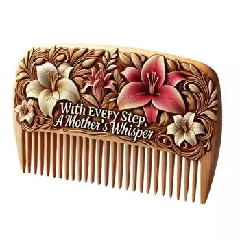 Расческа ручной работы с цветком на День матери, антистатическая деревянная расческа, портативная для женщин, тонких, густых, коротких, длинных вьющихся волос, распутывающая и укладочная расческа