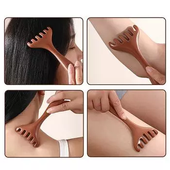 Расческа с длинной ручкой и широкими зубьями Meridian Tool для чесания спины Spa Handheld Meridian Massage Comb Hair Care
