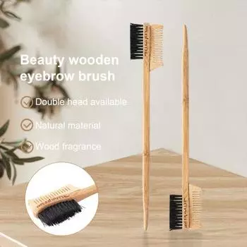 Расческа с двумя краями, широкая эргономичная эргономичная кисть для красоты и дерева, мини-бамбуковая кисть для бровей
