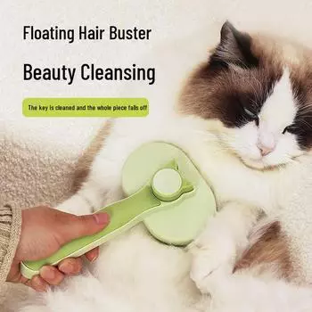 Расческа с иглами для собак и кошек — инструмент для ухода за домашними животными Cat ears белый/зелёный