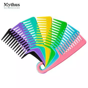 Расческа с крючком Mythus, расческа с широкими зубьями, распутывающая вьющиеся влажные волосы, парикмахерская расческа для салона, расческа для укладки волос для женщин и мужчин