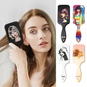 Расческа с принтом мультяшной певицы, мягкая щетина, массаж кожи головы, портативная антистатическая расческа с воздушной подушкой, инструменты для укладки и распутывания волос для мужчин и женщин