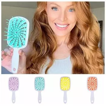 Расческа с широкими зубьями и воздушной подушкой, массажная щетка для волос в форме мельницы, расческа с широкими зубьями и воздушной подушкой для домашнего использования фиолетовый