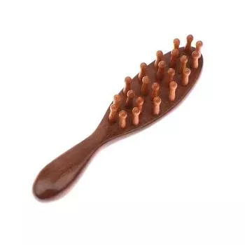 Расческа с золотистой сандаловой головкой Meridian, расческа из натурального сандалового дерева с длинной ручкой, многофункциональная вставная зубчатая массажная расческа с 22 ногтями