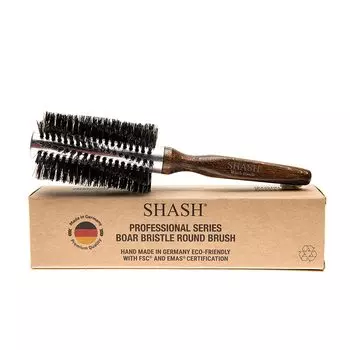 Расческа SHASH Roll Brush из щетины кабана для укладки феном и устойчивой к истиранию коричневого цвета из натурального бука, произведено в Германии - укладка, расческа,