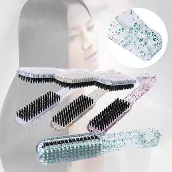 Расческа-шип V-образная прямая расческа для волос с кристаллами для укладки волос с зажимом для волос Щетка для женщин прозрачный