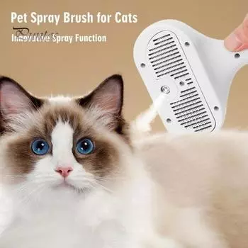 Расческа-спрей для кошек, самоочищающаяся, для удаления шерсти домашних животных с кнопкой фиксатора, расческа для массажа кошек и собак белый