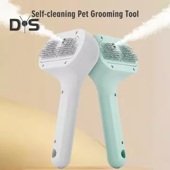 Расческа-спрей для кошек, самоочищающаяся, для удаления шерсти домашних животных с кнопкой фиксатора, расческа для массажа кошек и собак белый