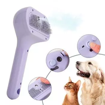 Расческа-спрей для кошек, самоочищающаяся, для удаления шерсти домашних животных с кнопкой фиксатора, расческа для массажа кошек и собак белый