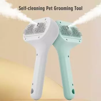 Расческа-спрей для кошек, самоочищающаяся, для удаления шерсти домашних животных с кнопкой фиксатора, расческа для массажа кошек и собак белый