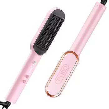Расческа-выпрямитель для волос TYMO Ring Comb для женщин, 5 скоростей, 20 секунд быстрого нагрева и двойное напряжение, черный, розовый, розовый