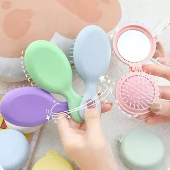 Расческа Yousheng Air Cushion Comb, симпатичная, карамельного цвета, портативная складная расческа с зеркалом, нежный массаж для предотвращения спутывания волос B