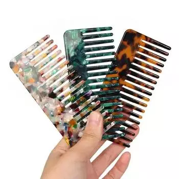 Расчески из ацетата для волос с широкими карманами и большими зубьями. Расческа для волос с леопардовым принтом. Целлюлозная расческа с зубьями. Антистатические расчески для волос. Удобные парикмахерские инструменты.