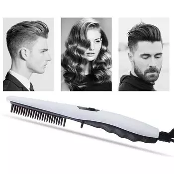 Расчёска-выпрямитель для укладки волос с керамическим покрытием US Plug белый