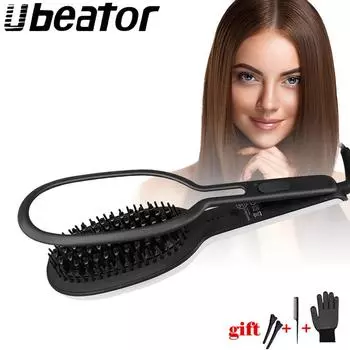 Расчёска-выпрямитель для волос 2 в 1 US Plug чёрный