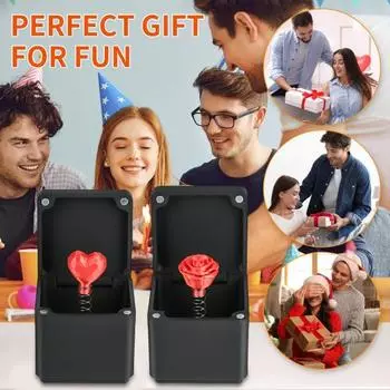 Раскладная коробка с украшением в виде красной розы и красного сердечка в коробке, напечатанная на 3D-принтере с черепом из какашек внутри, подарок на Рождество, день рождения, День святого Валентина A