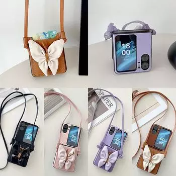 Раскладной чехол для мобильного телефона OPPO Find N2: Складная ширма, держатель для карт, защитный чехол через плечо Find N2 Flip