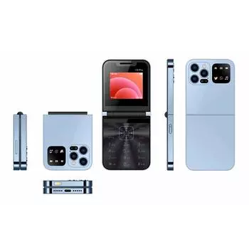 Раскладной телефон i15 Pro с экраном 2,4 дюйма, сетью GSM 2G и портом зарядки Type-C, Bluetooth, возможностью воспроизведения видео, двумя SIM-картами, аккумулятором Torch Phone 1300 мАч чёрный