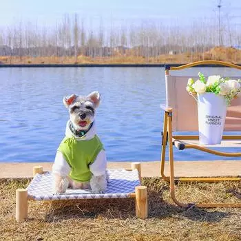 Раскладушка для домашних животных, летняя раскладушка для собак, съемный и моющийся деревянный коврик для кошек, можно использовать в любое время года, раскладушка для кошек и собак M(53 * 53 * 13cm)