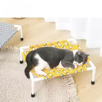 Раскладушка для домашних животных, летняя собачья будка, деревянная будка, пригодная для использования в любое время года, съемный и моющийся кошачий коврик, будка для кошек, товары для животных 52*46*18 cm