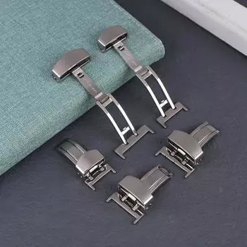 Раскладывающаяся застежка-бабочка из нержавеющей стали для часов 14 мм, 16 мм, 18 мм, 20 мм, 22 мм, застежки для часов, раскладывающиеся пряжки, застежка на кнопке 20mm