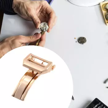 Раскладывающаяся застежка Раскладывающиеся часы из нержавеющей стали Портативные многофункциональные 18-миллиметровые крепления Простые в использовании светло-коричневого