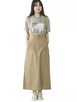 Расклешенная юбка с подтяжками БЕЖЕВЫЙ БЕСПЛАТНО [Beams Heart] Женская бежевый