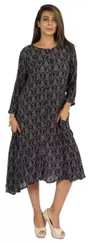 Расклешенное миди-платье с принтом Bimba для женщин, повседневное летнее платье из вискозного крепа L темно-синий