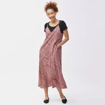 Расклешенное платье-бретелька GU by Uniqlo, бандана +E